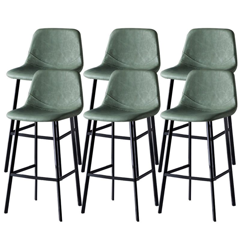 Contemporary Faux Leather Counter Stool Bucket Low Back Stool with Metal Legs