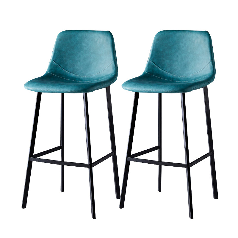 Contemporary Faux Leather Counter Stool Bucket Low Back Stool with Metal Legs
