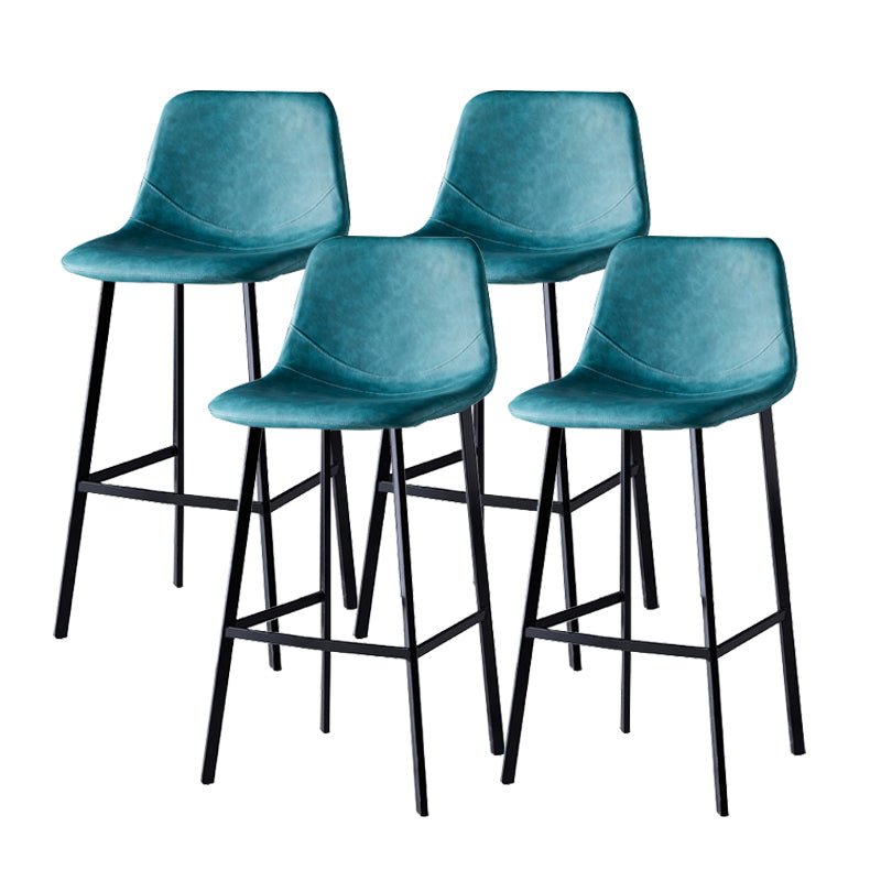 Contemporary Faux Leather Counter Stool Bucket Low Back Stool with Metal Legs