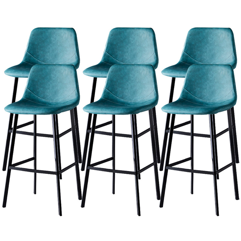 Contemporary Faux Leather Counter Stool Bucket Low Back Stool with Metal Legs