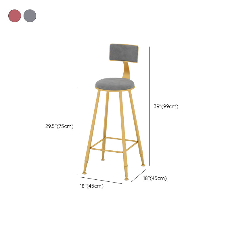 Scandinavian Upholstered Counter Stool Round Bar-height Bar Stool for Indoor