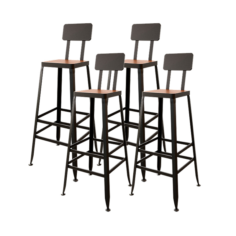 Iron Frame Bar Stool in Black and White Contemporary Low Back Armless Bar Stool
