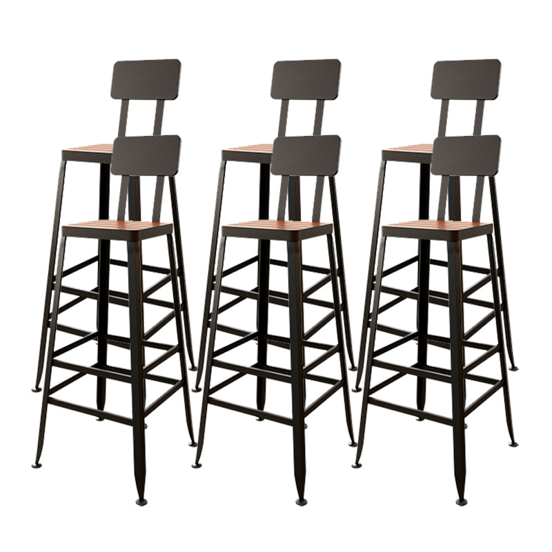Iron Frame Bar Stool in Black and White Contemporary Low Back Armless Bar Stool