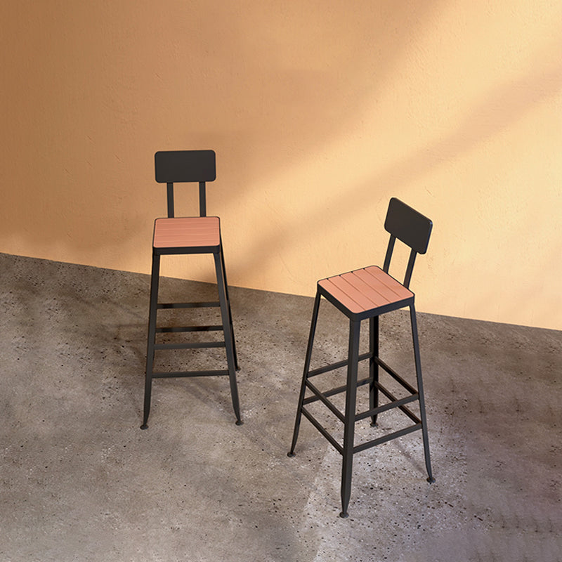 Iron Frame Bar Stool in Black and White Contemporary Low Back Armless Bar Stool