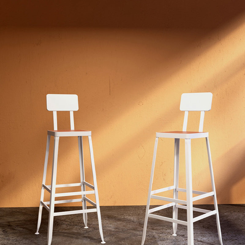 Iron Frame Bar Stool in Black and White Contemporary Low Back Armless Bar Stool