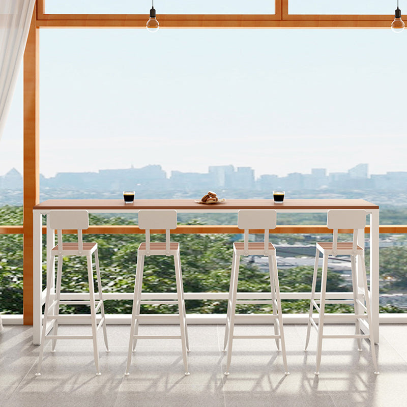 Iron Frame Bar Stool in Black and White Contemporary Low Back Armless Bar Stool