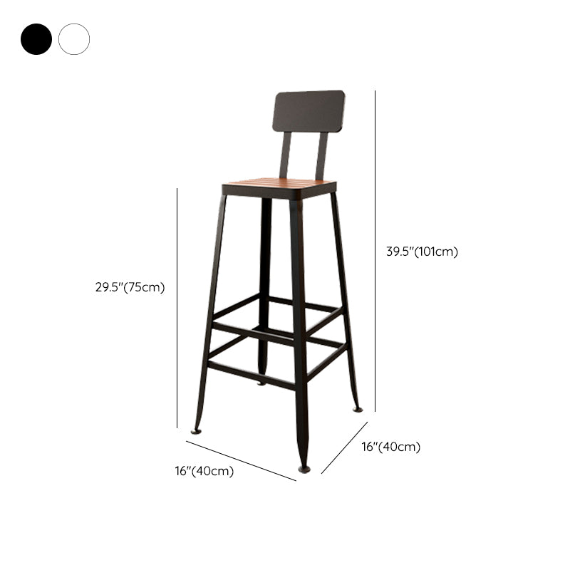 Iron Frame Bar Stool in Black and White Contemporary Low Back Armless Bar Stool