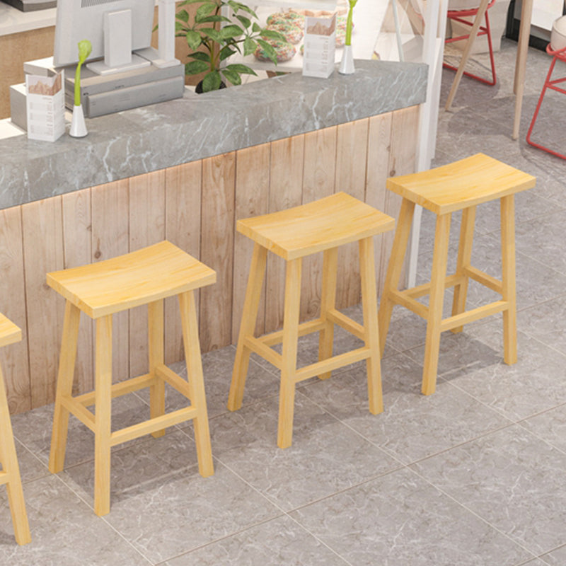 Backless Contoured Seat Contemporary Solid Wood Bar Stool for Restaurant