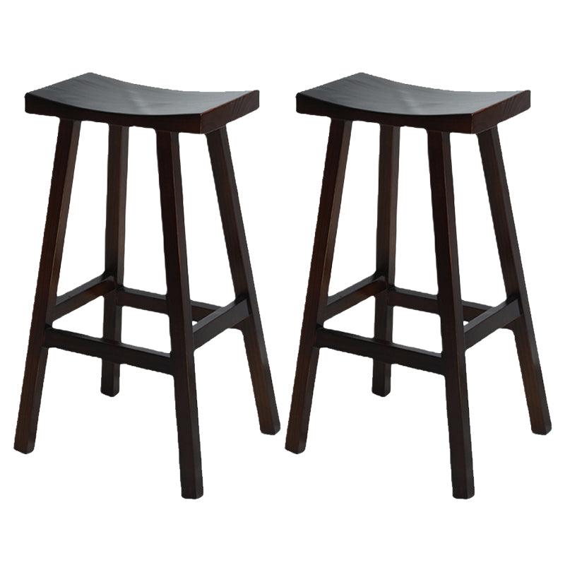 Backless Contoured Seat Contemporary Solid Wood Bar Stool for Restaurant