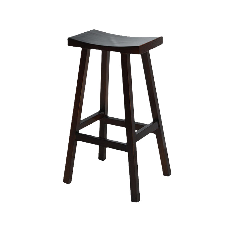 Backless Contoured Seat Contemporary Solid Wood Bar Stool for Restaurant