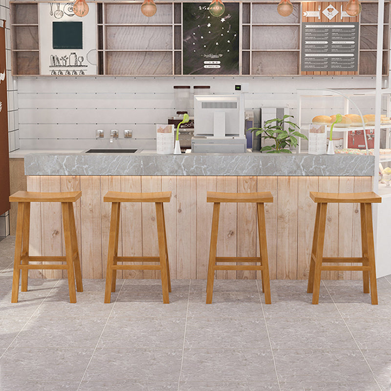 Backless Contoured Seat Contemporary Solid Wood Bar Stool for Restaurant