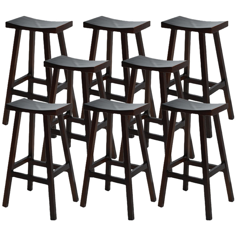 Backless Contoured Seat Contemporary Solid Wood Bar Stool for Restaurant