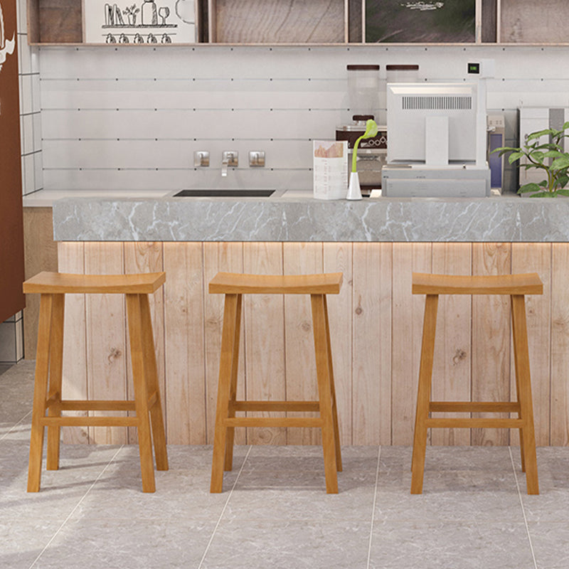 Backless Contoured Seat Contemporary Solid Wood Bar Stool for Restaurant