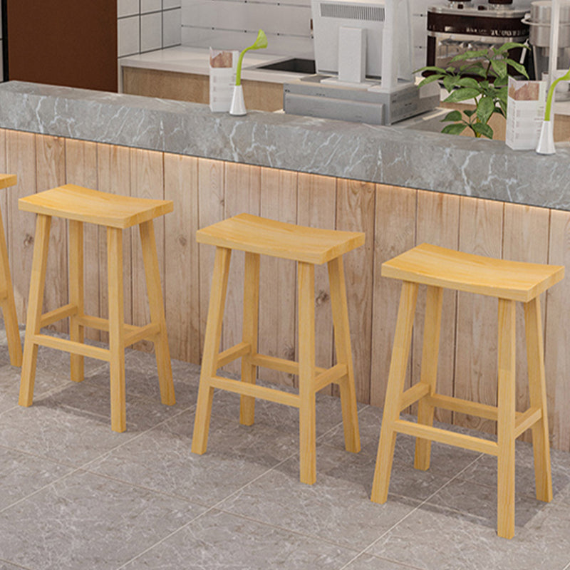 Backless Contoured Seat Contemporary Solid Wood Bar Stool for Restaurant