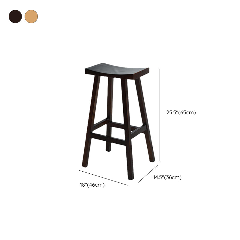 Backless Contoured Seat Contemporary Solid Wood Bar Stool for Restaurant
