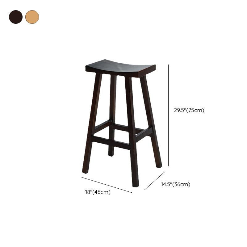 Backless Contoured Seat Contemporary Solid Wood Bar Stool for Restaurant