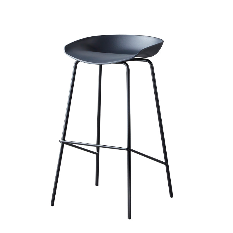 Contemporary Low Back Armless Bar Stool Plastic Bar Stool with Metal Legs