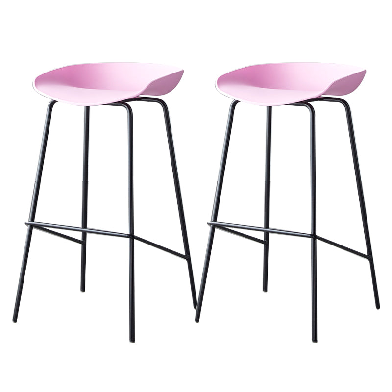 Contemporary Low Back Armless Bar Stool Plastic Bar Stool with Metal Legs