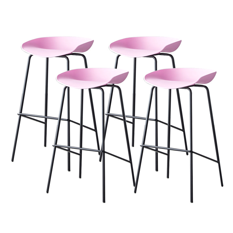 Contemporary Low Back Armless Bar Stool Plastic Bar Stool with Metal Legs