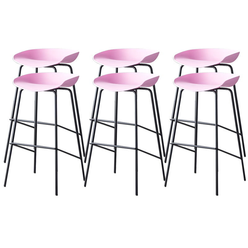 Contemporary Low Back Armless Bar Stool Plastic Bar Stool with Metal Legs