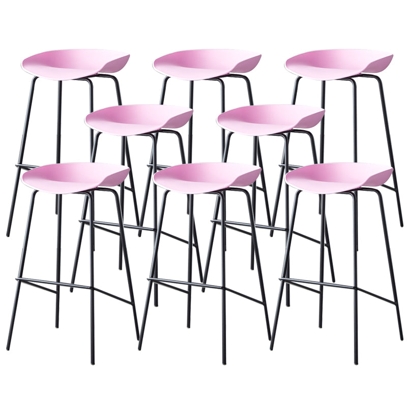 Contemporary Low Back Armless Bar Stool Plastic Bar Stool with Metal Legs