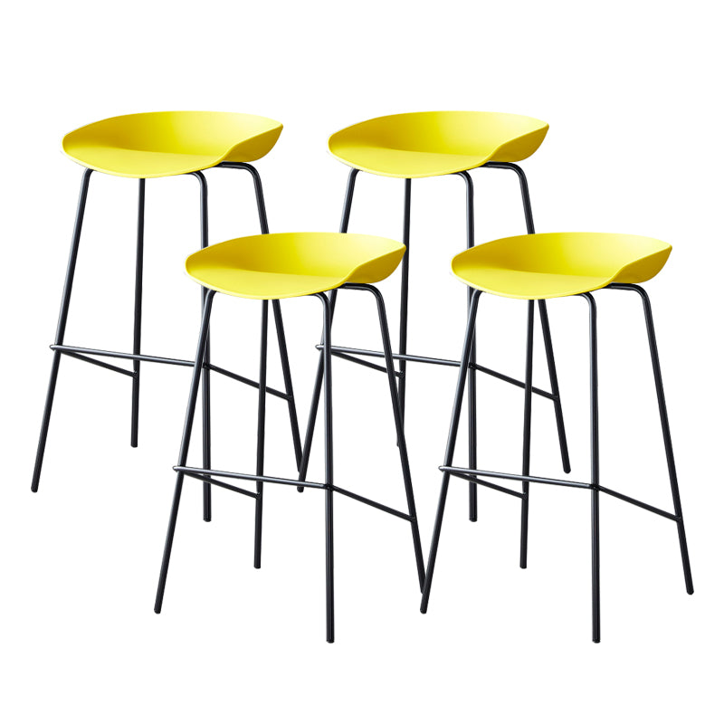Contemporary Low Back Armless Bar Stool Plastic Bar Stool with Metal Legs