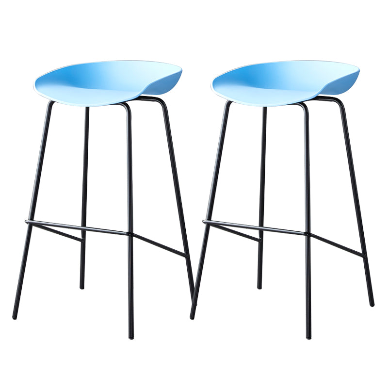 Contemporary Low Back Armless Bar Stool Plastic Bar Stool with Metal Legs
