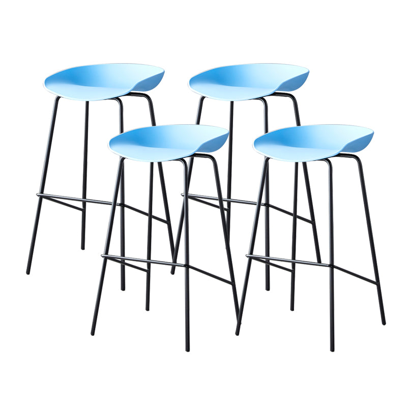 Contemporary Low Back Armless Bar Stool Plastic Bar Stool with Metal Legs