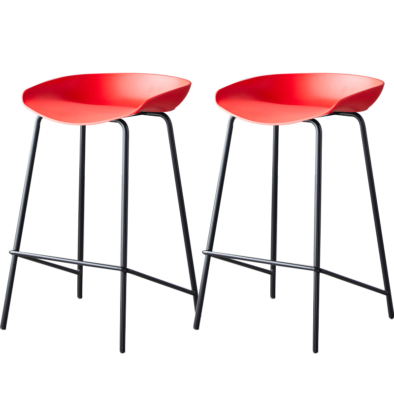 Contemporary Low Back Armless Bar Stool Plastic Bar Stool with Metal Legs
