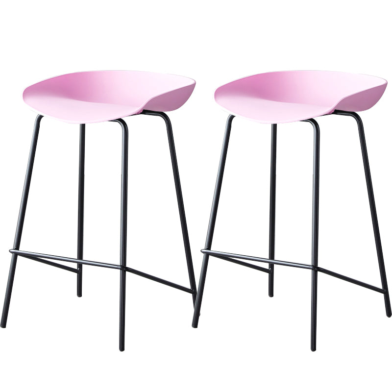 Contemporary Low Back Armless Bar Stool Plastic Bar Stool with Metal Legs