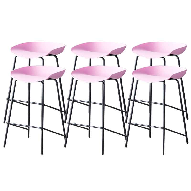 Contemporary Low Back Armless Bar Stool Plastic Bar Stool with Metal Legs