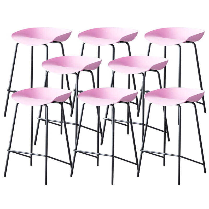 Contemporary Low Back Armless Bar Stool Plastic Bar Stool with Metal Legs