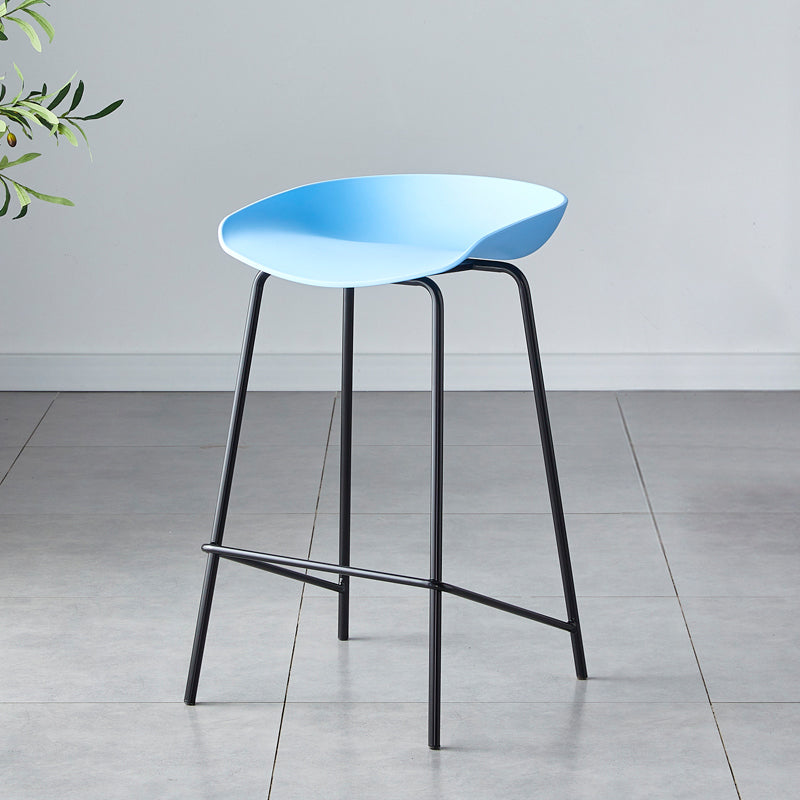 Contemporary Low Back Armless Bar Stool Plastic Bar Stool with Metal Legs