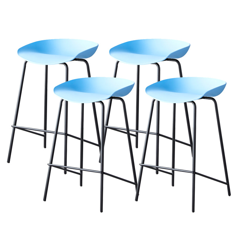 Contemporary Low Back Armless Bar Stool Plastic Bar Stool with Metal Legs