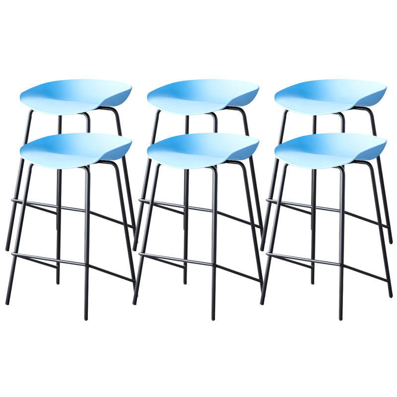 Contemporary Low Back Armless Bar Stool Plastic Bar Stool with Metal Legs