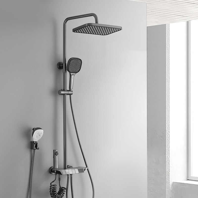 Contemporary Shower System Dual Shower Head Slide Bar Thermostatic Wall Mounted Shower Set
