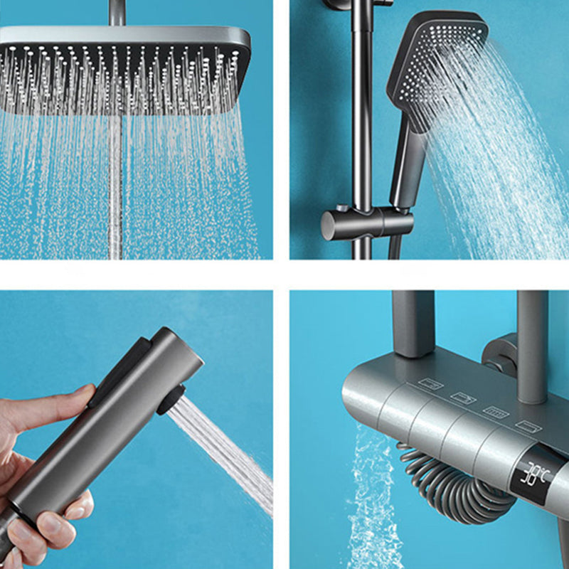 Modern Adjustable Water Flow Shower Faucet Square Shower Hose Shower System on Wall