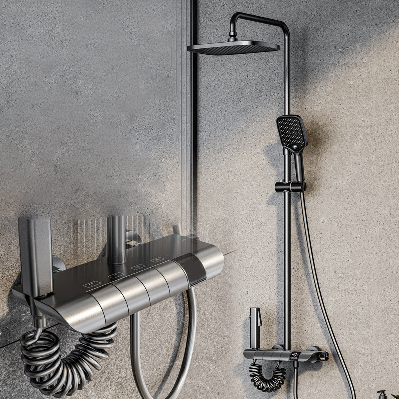 Modern Adjustable Water Flow Shower Faucet Square Shower Hose Shower System on Wall