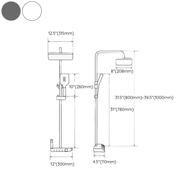 Modern Adjustable Water Flow Shower Faucet Square Shower Hose Shower System on Wall