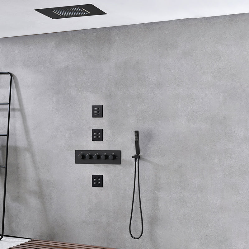 Ceiling Mounted Square Metal Shower Faucet Massage Shower System