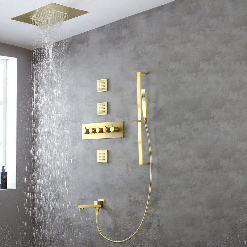 Ceiling Mounted Square Metal Shower Faucet Massage Shower System