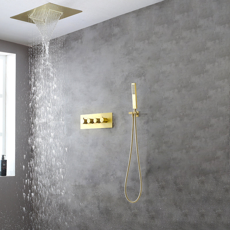 Ceiling Mounted Square Metal Shower Faucet Massage Shower System