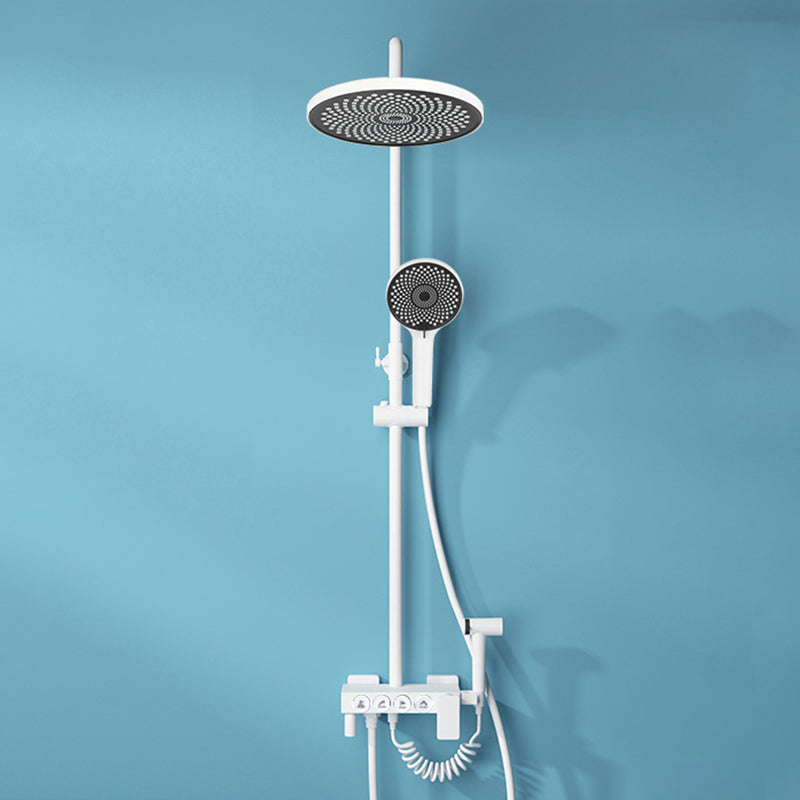 Wall Mounted Shower Arm Shower Faucet in White Metal Shower System Adjustable Water Flow