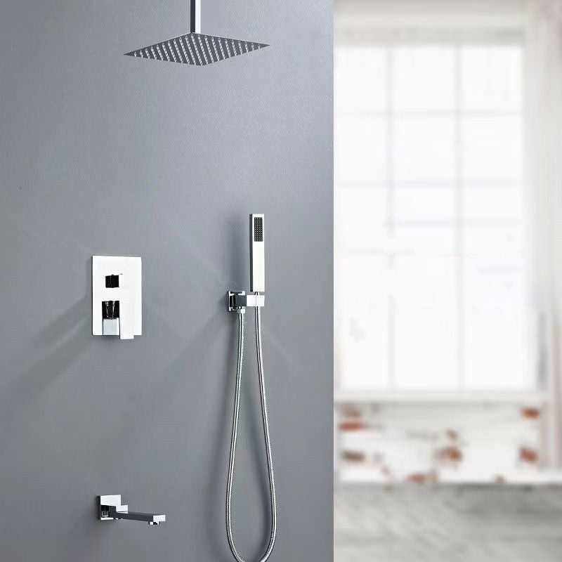 Square Adjustable Water Flow Faucet Shower Arm Shower System with Handheld Shower Head