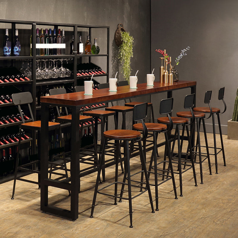 Industrial Bar Table Rectangle Solid Wood Pub Table for Breakroom