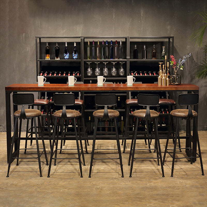Industrial Bar Table Rectangle Solid Wood Pub Table for Breakroom