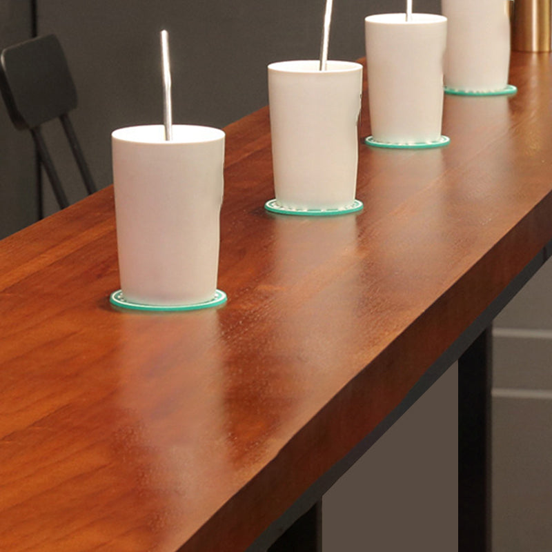 Industrial Bar Table Rectangle Solid Wood Pub Table for Breakroom