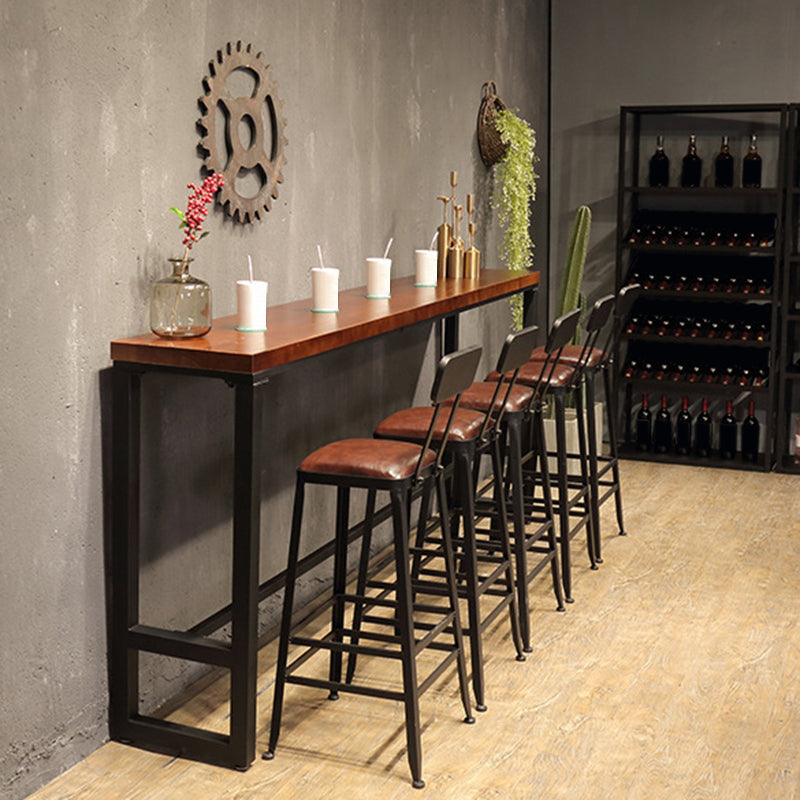 Industrial Bar Table Rectangle Solid Wood Pub Table for Breakroom