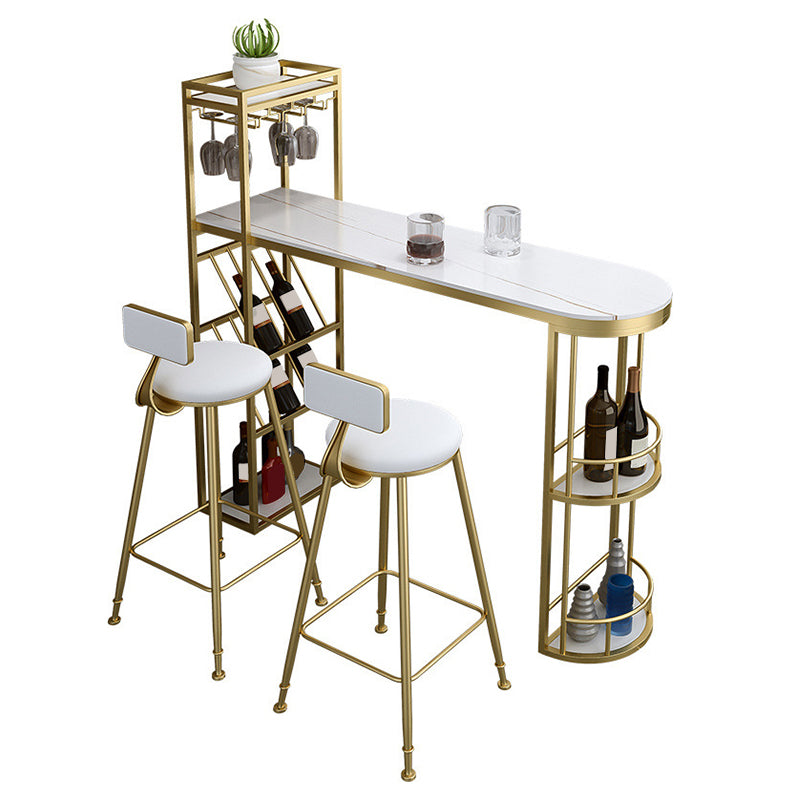 Glam Pub Table Specialty Bar Height Bar Table with Wine Rack