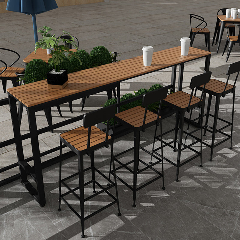 Industrial 41.3"H Bar Table Rectangular Wooden Top Table for Patio